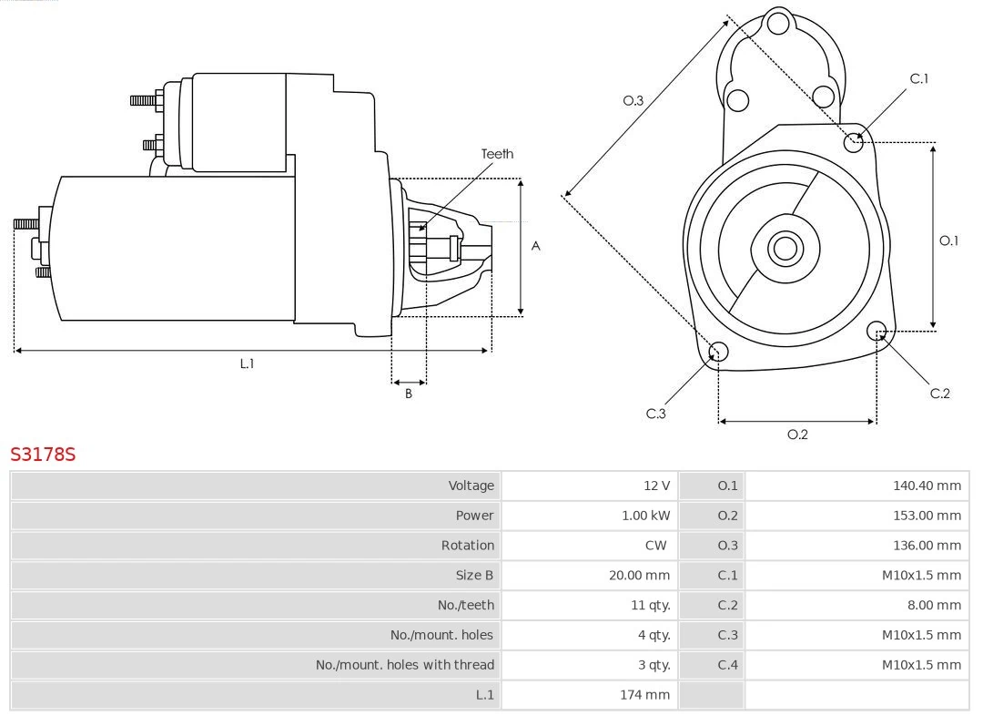 Motor de arranque S3178S As-pl