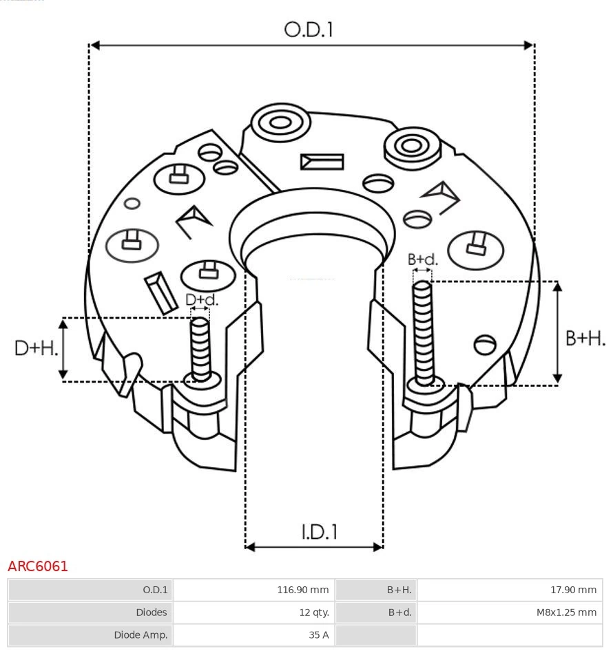 Puente rectificador del alternador As-pl ARC6061 precio, desde 56,78 EUR