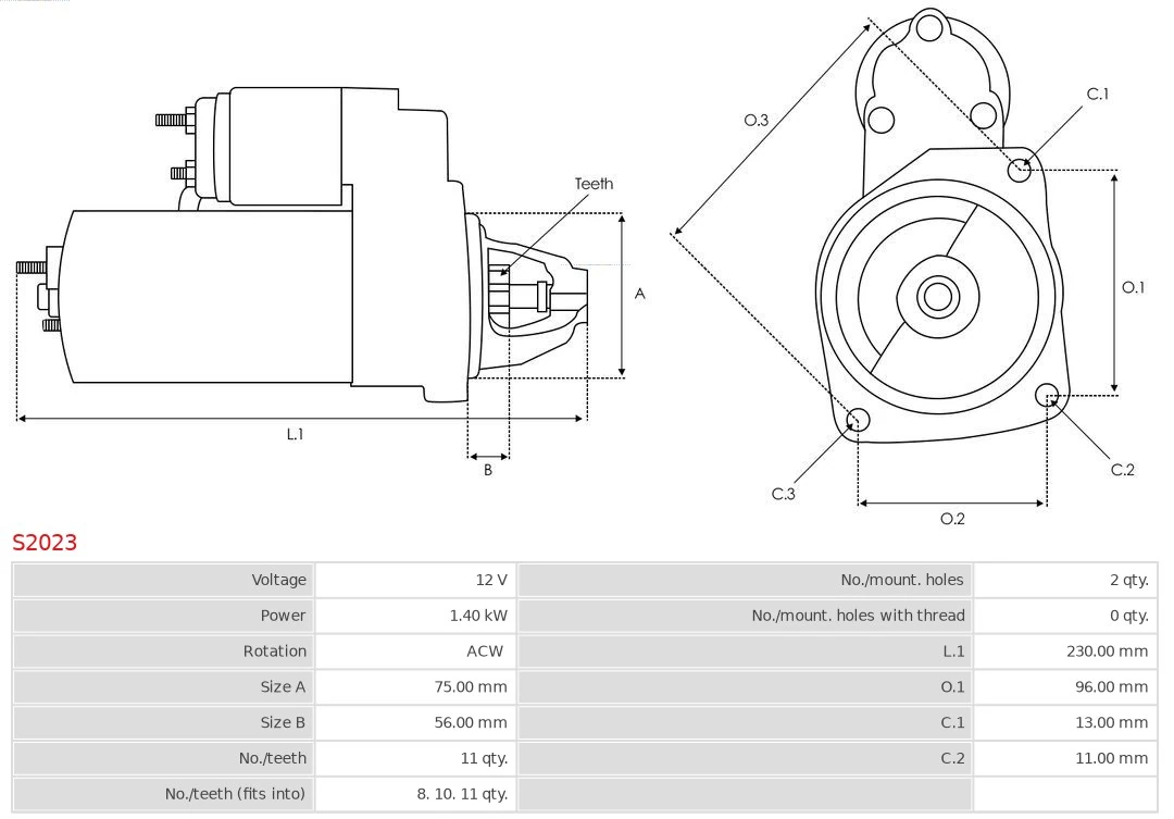 Motor de arranque S2023 As-pl