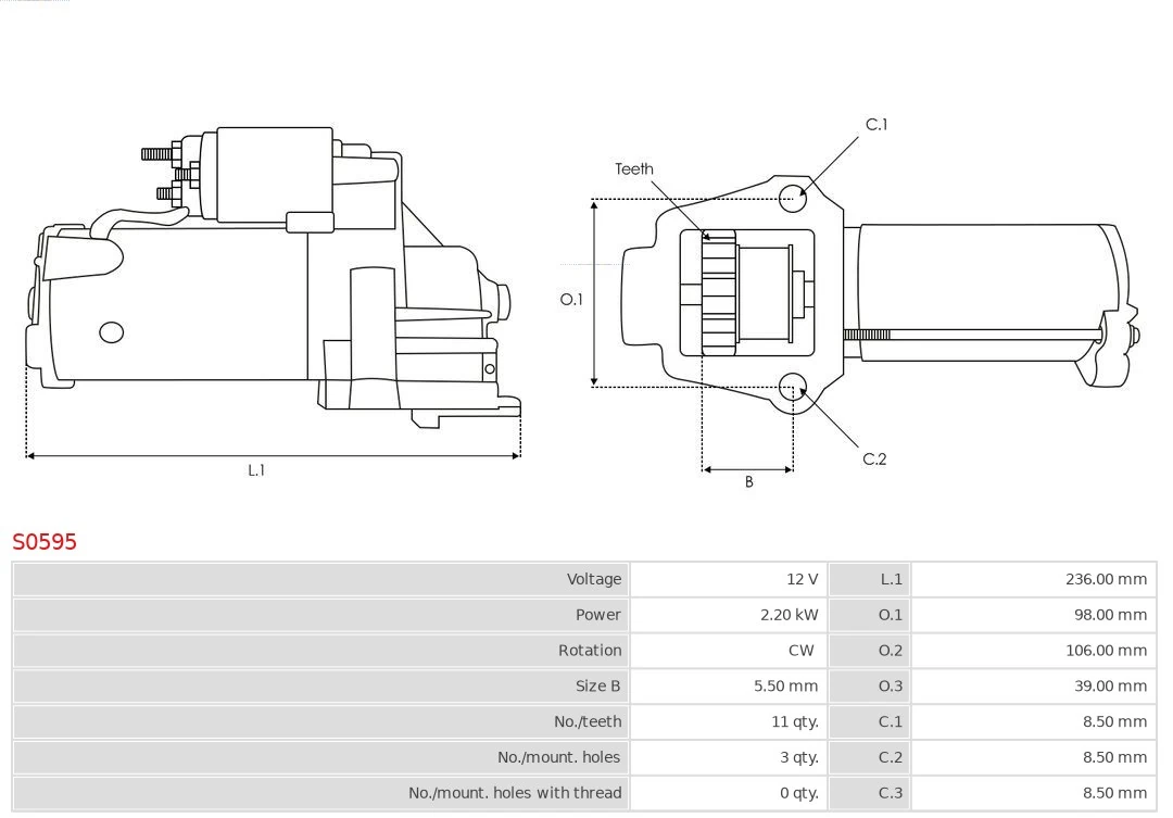Motor de arranque S0595 As-pl