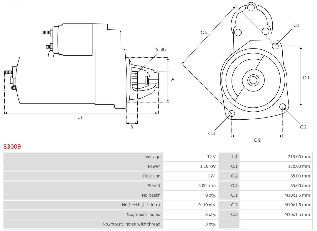 Motor de arranque S3009 As-pl