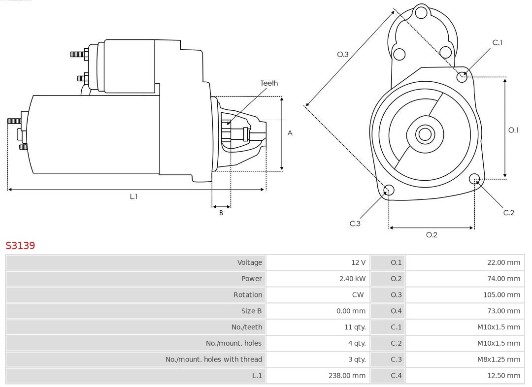 Motor de arranque S3139 As-pl