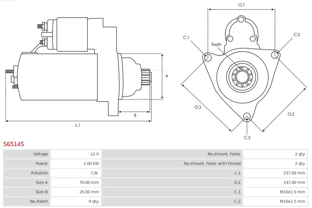 Motor de arranque S6514S As-pl