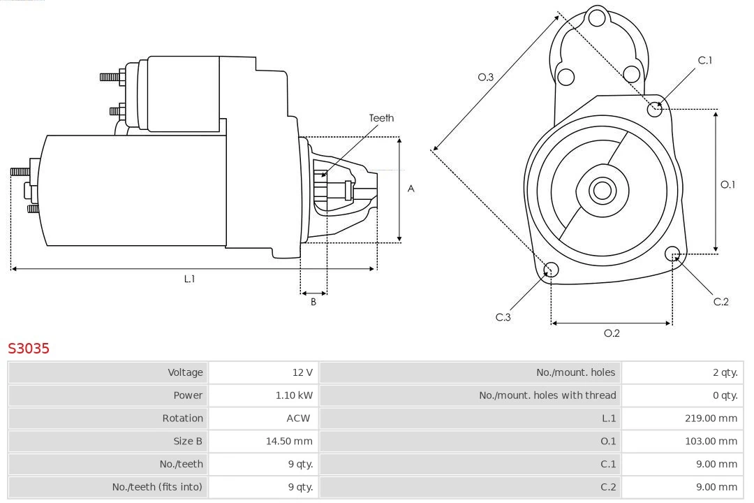 Motor de arranque S3035 As-pl