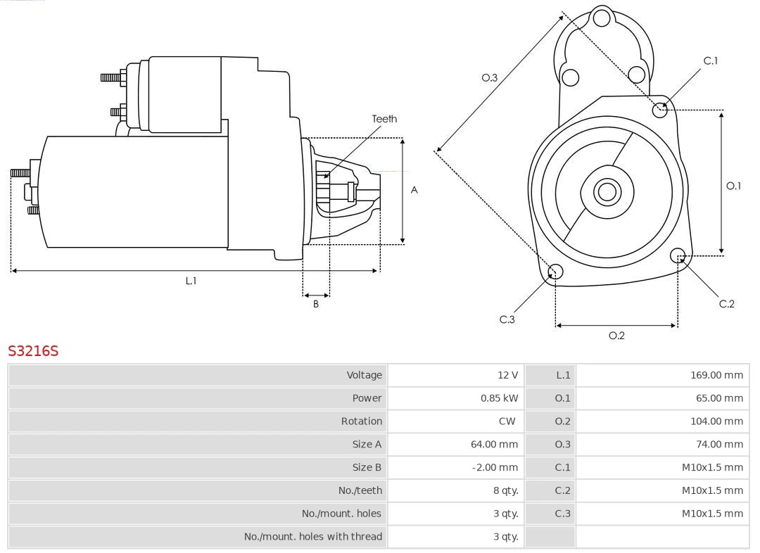 Motor de arranque S3216S As-pl