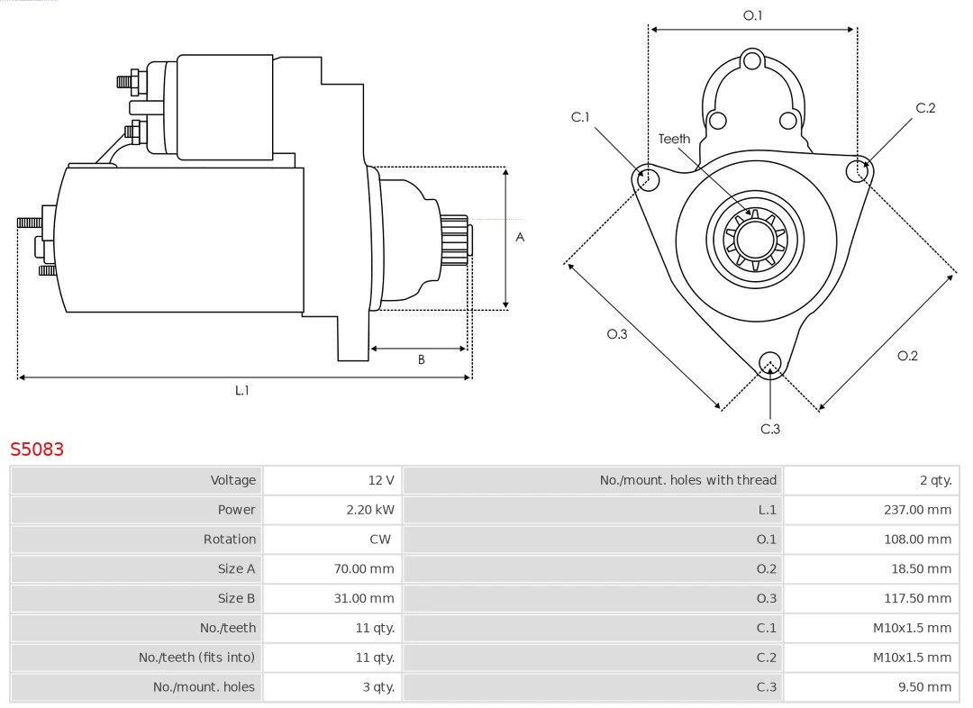 Motor de arranque S5083 As-pl