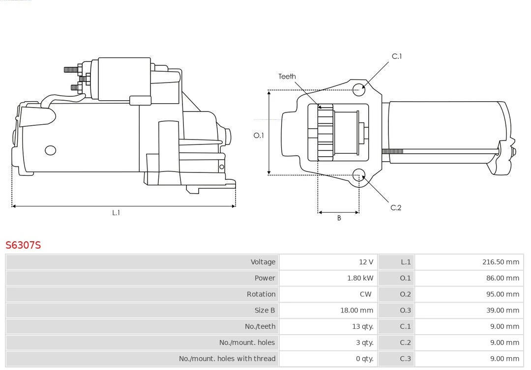 Motor de arranque S6307S As-pl