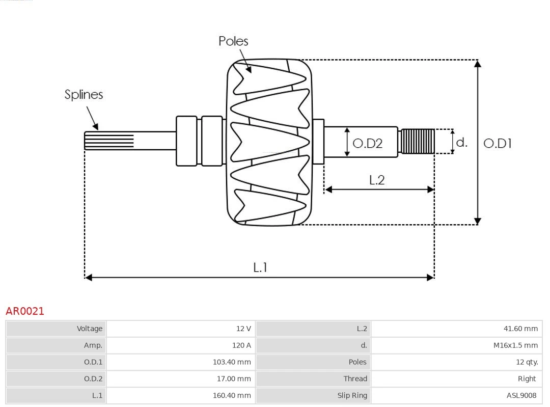 AR0021 As-pl Rotor del alternador