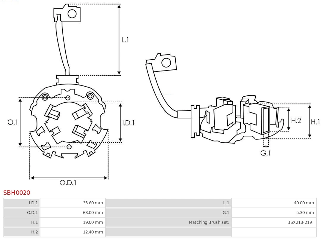 Soporte, escobillas de carbón, motor de arranque Alfa Romeo 146 