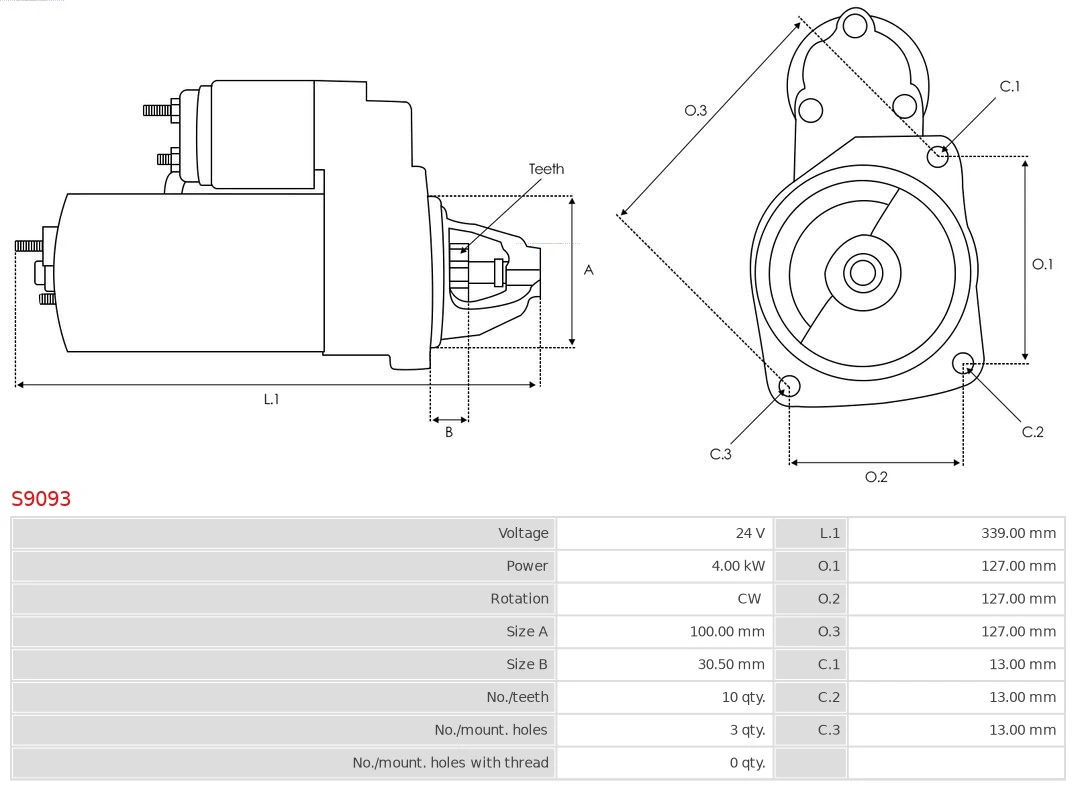 Motor de arranque S9093 As-pl