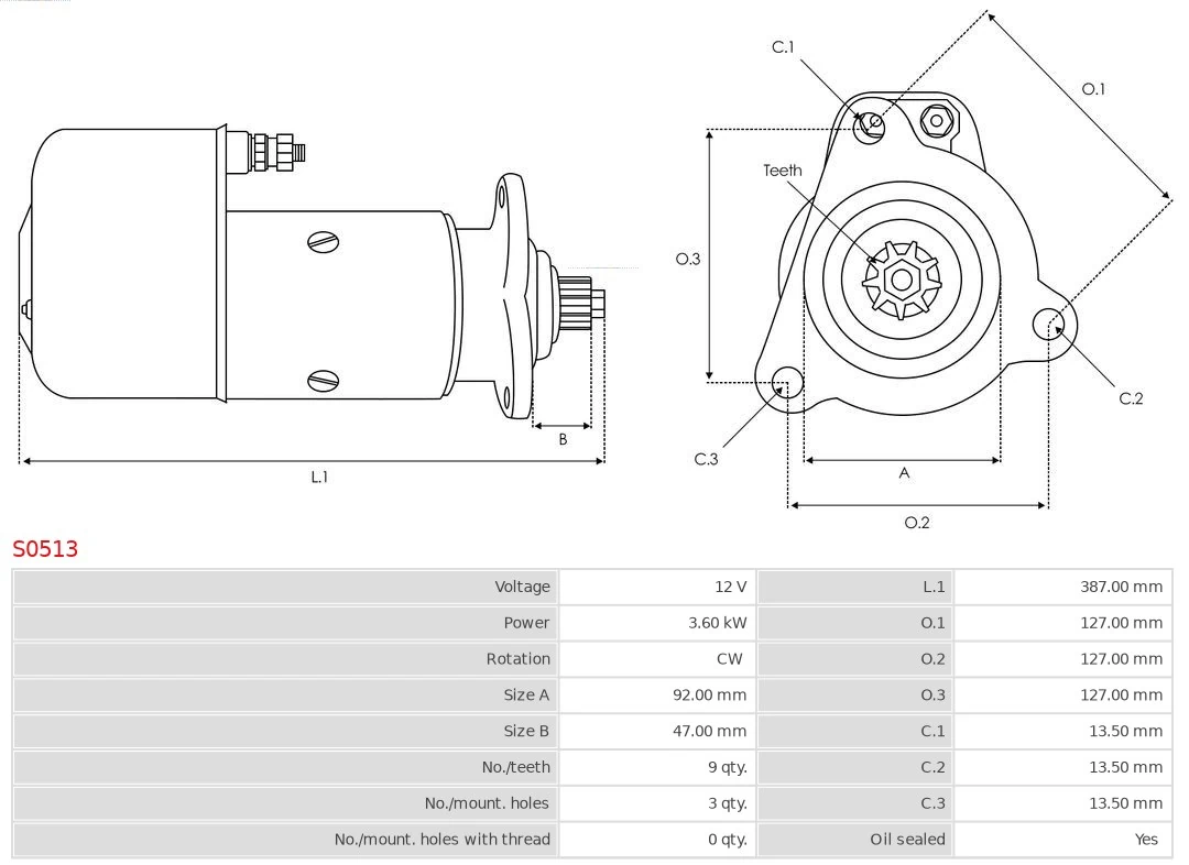 Motor de arranque S0513 As-pl