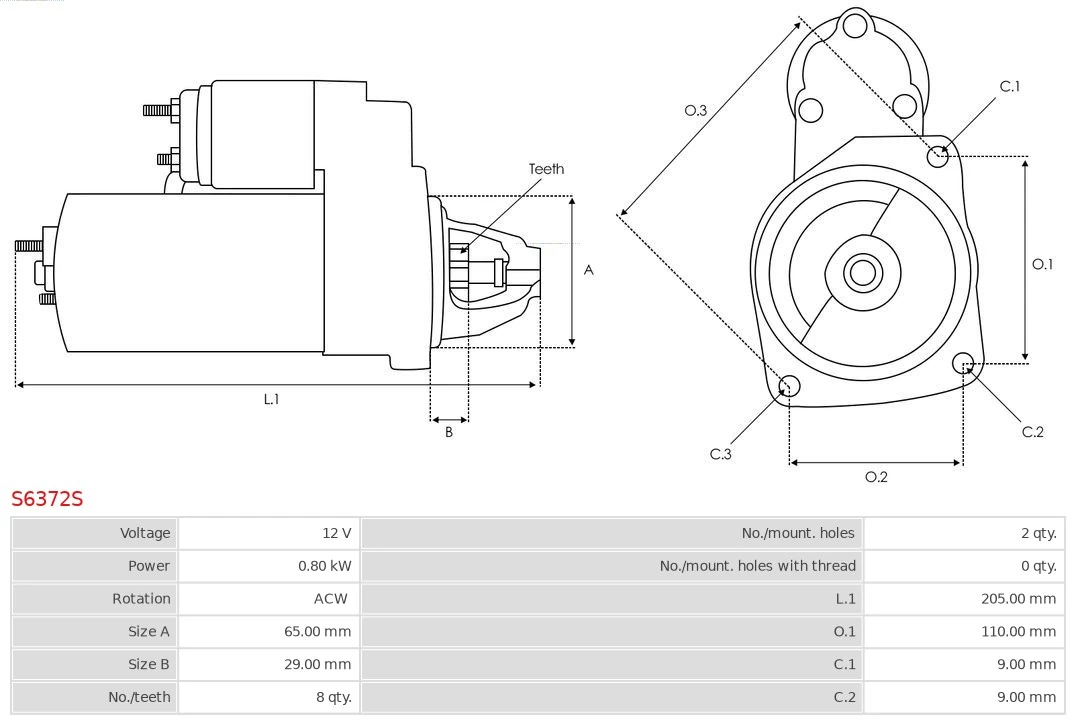 Motor de arranque S6372S As-pl
