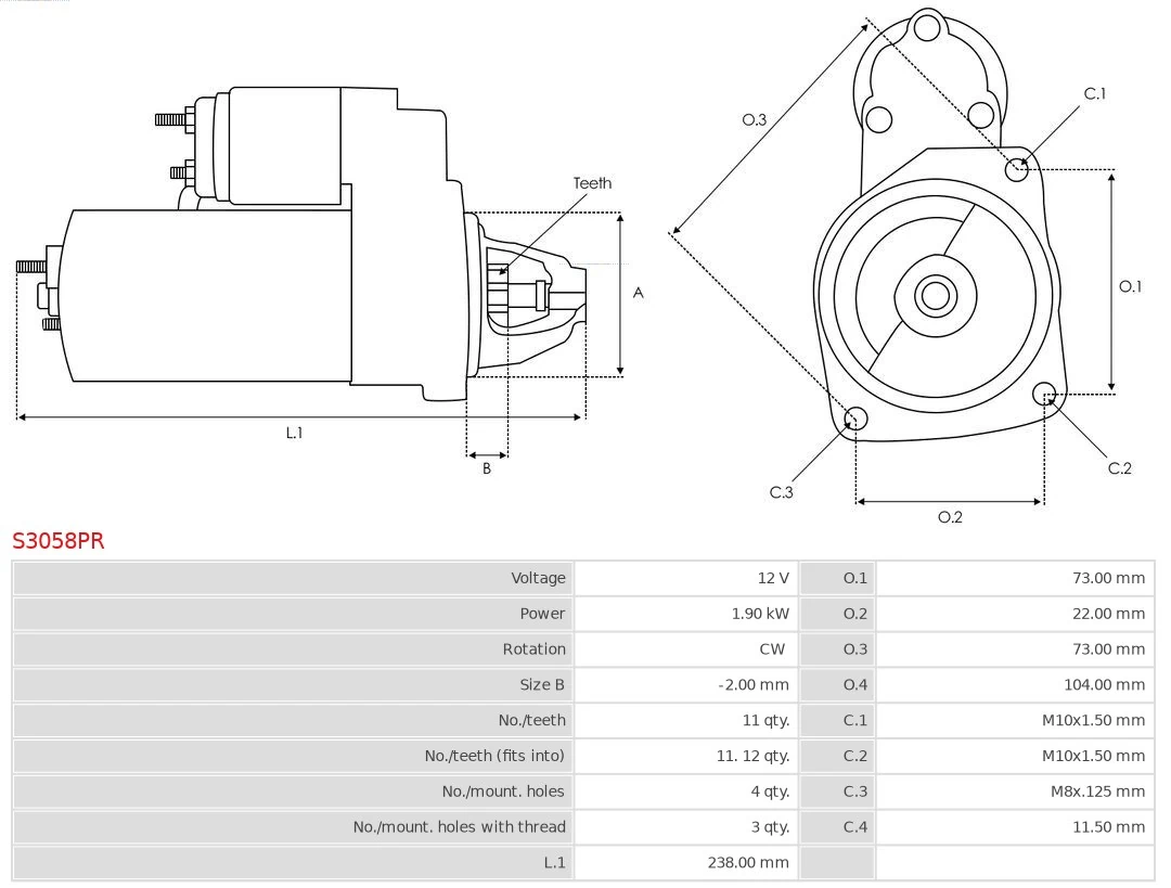 Motor de arranque S3058PR As-pl