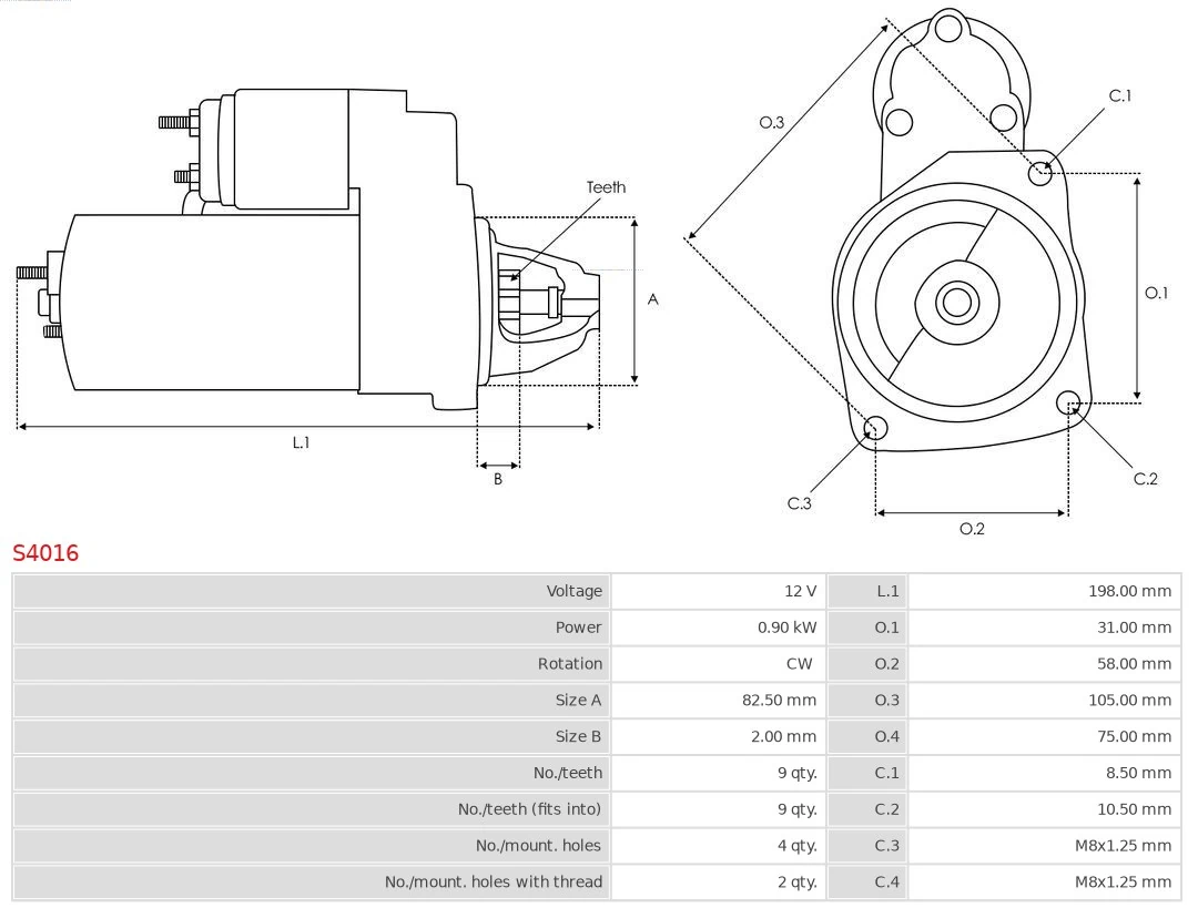 Motor de arranque S4016 As-pl