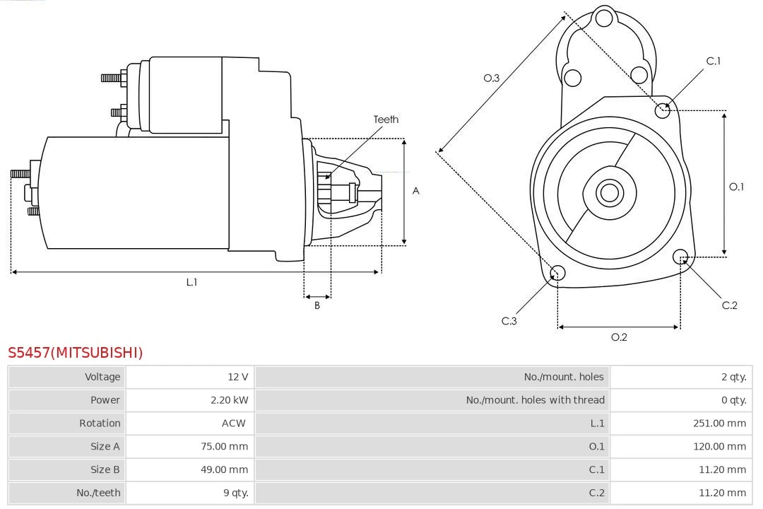Burro de arranque  Mitsubishi M2T89076 precio, desde 53,72 EUR