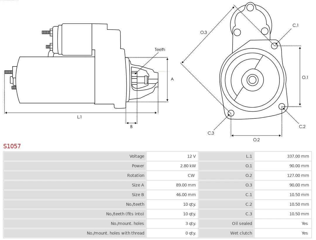 Motor de arranque S1057 As-pl