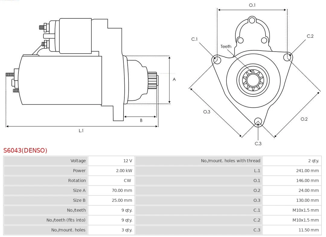 Motor de arranque S6043DENSO As-pl