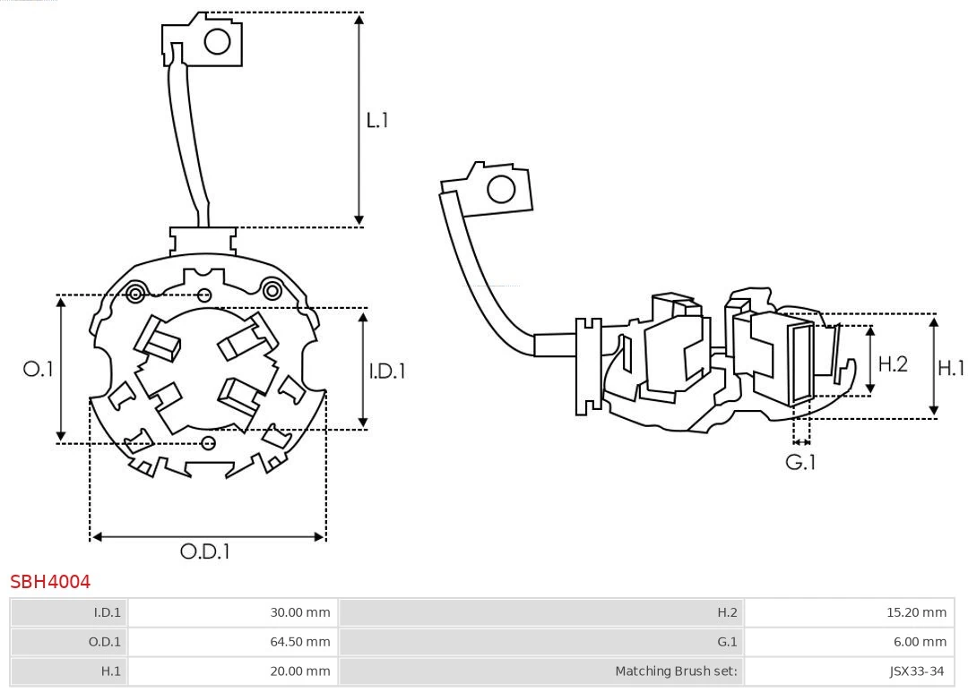 SBH4004 As-pl Soporte de cepillo de motor de arranque 