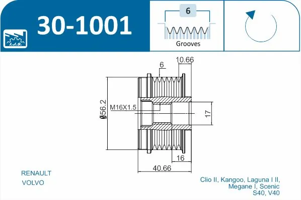 301001 IJS Group Rueda libre alternador 