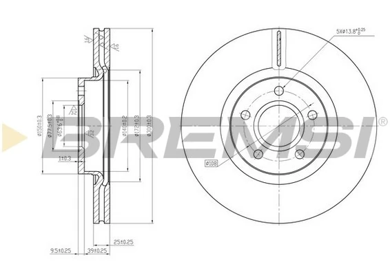 Freno de disco delantero Volvo V40 525, 526