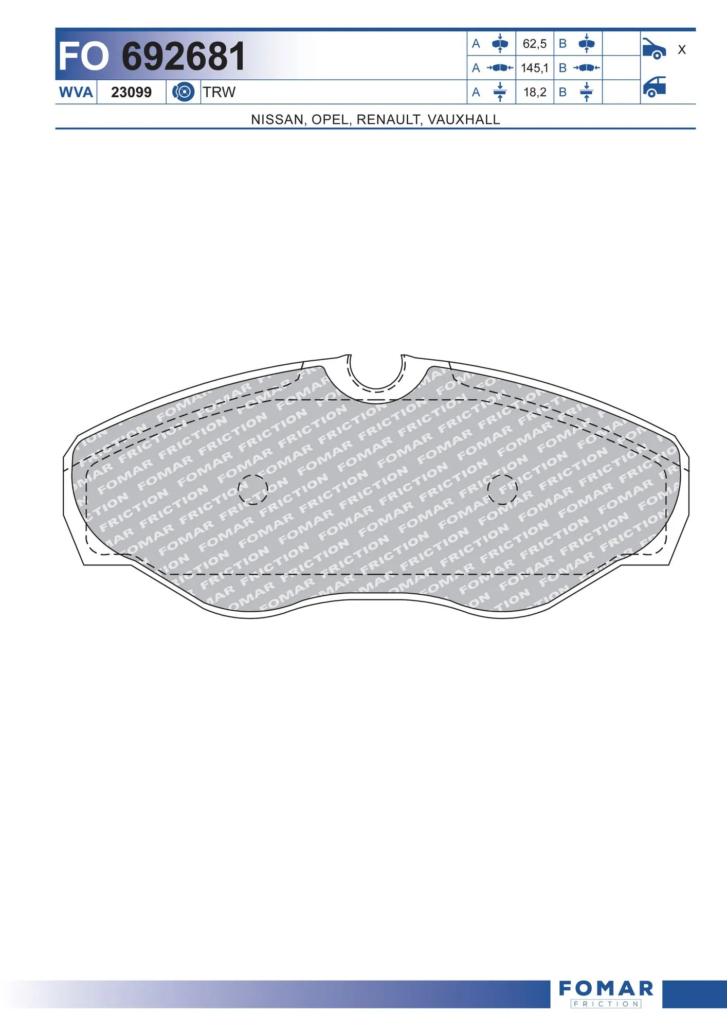 Pastillas freno delanteras Renault Trafic II furgoneta (FL) (2001 - 2014) precio, desde 52,74 USD