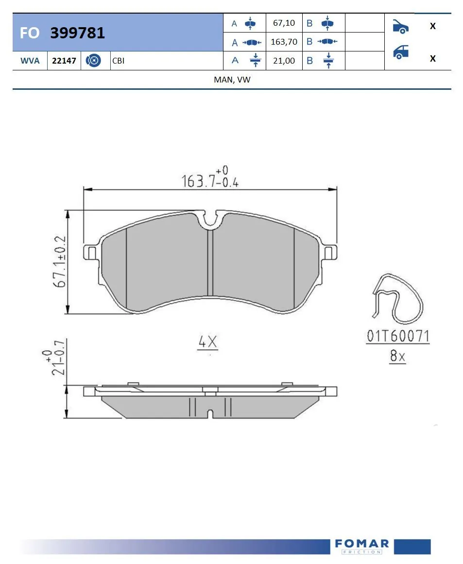 Pastillas delanteras para Volkswagen Crafter  SYI, SYJ