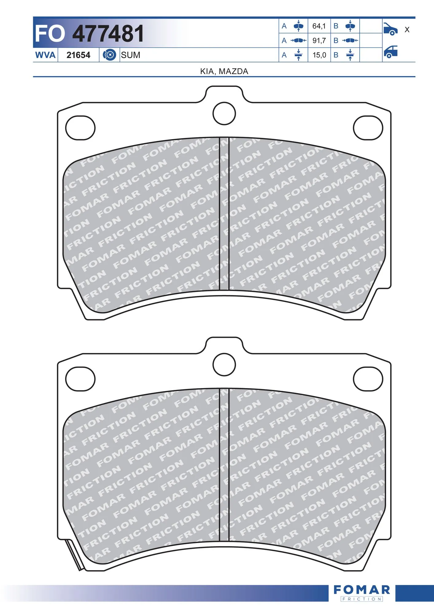 Pastillas freno delanteras Mazda 323 F V hatchback (BA) (1994 - 1998) precio, desde 36,29 USD