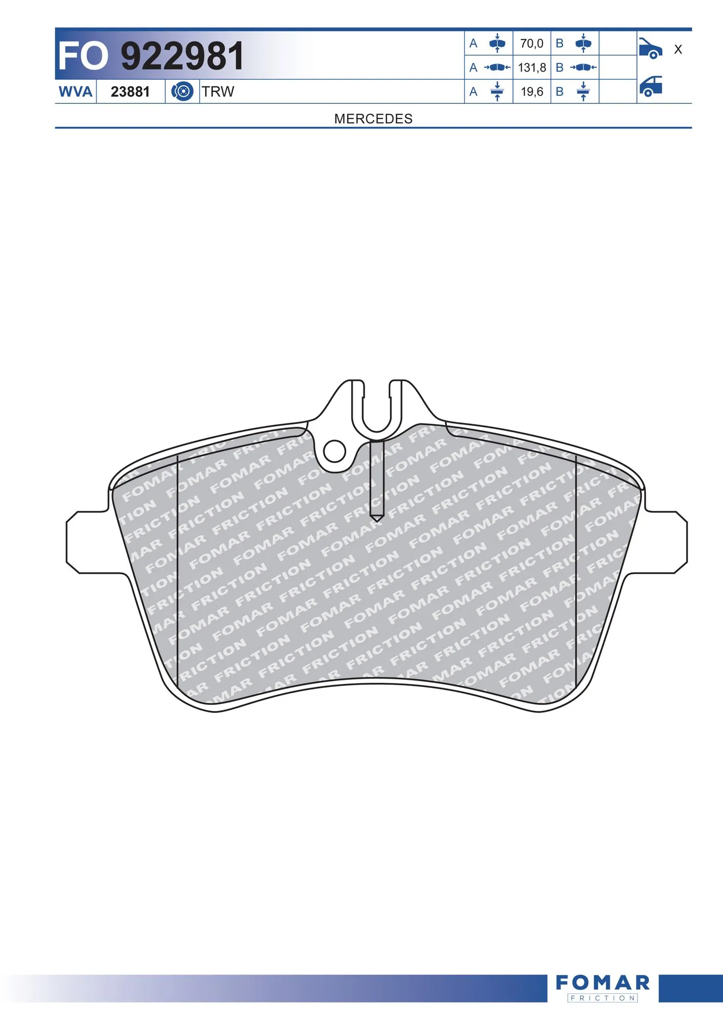 Pastillas freno delanteras Mercedes A hatchback (W169) (2004 - 2012) precio, desde 28,70 EUR