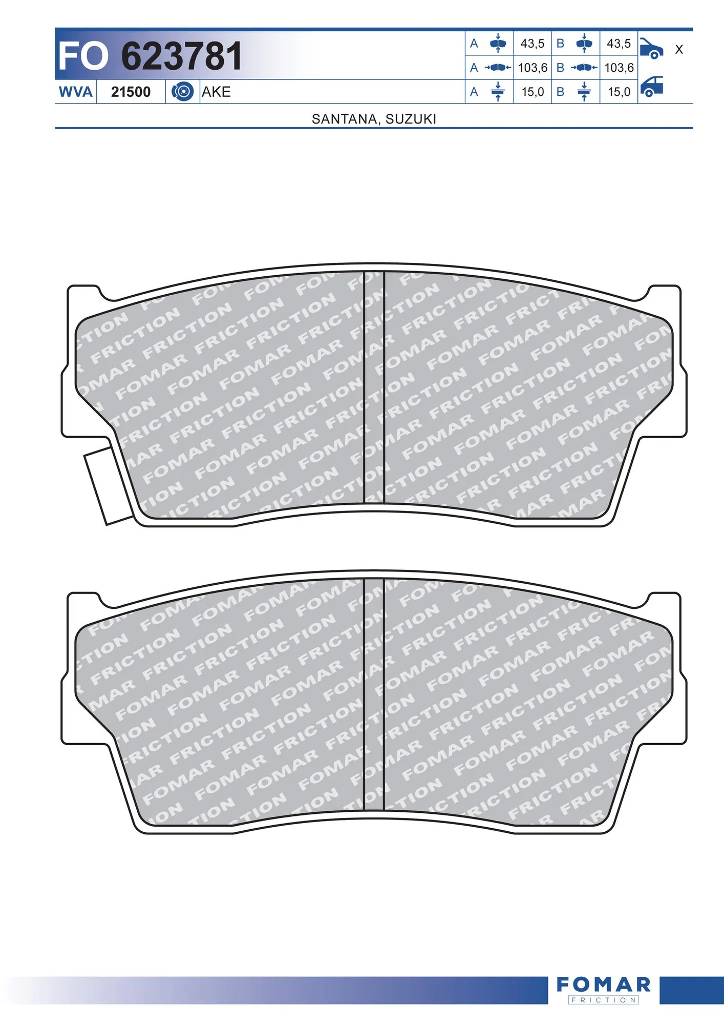 91173465 General Motors Pastillas delanteras