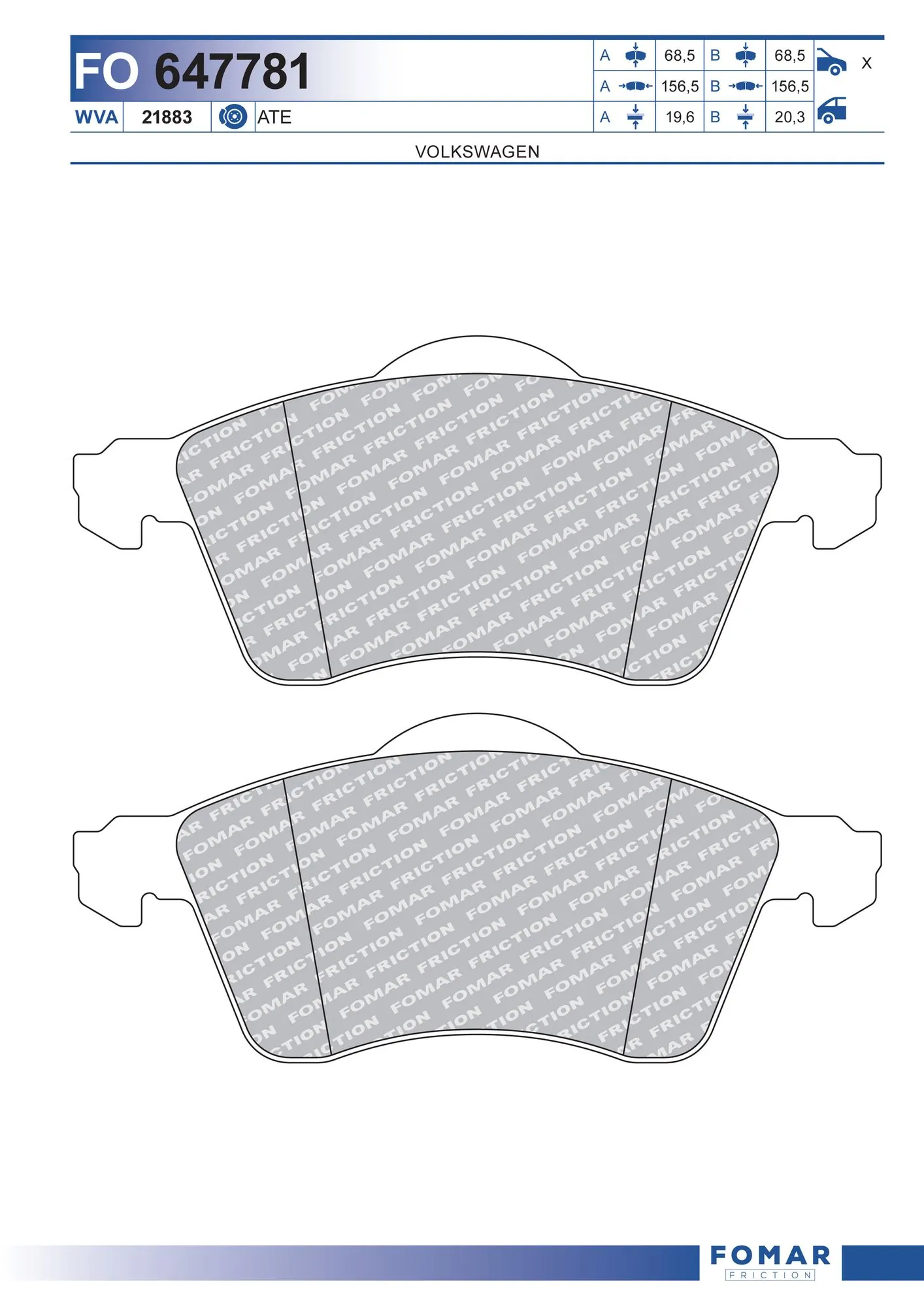  Pastillas de freno Volkswagen Transporter 