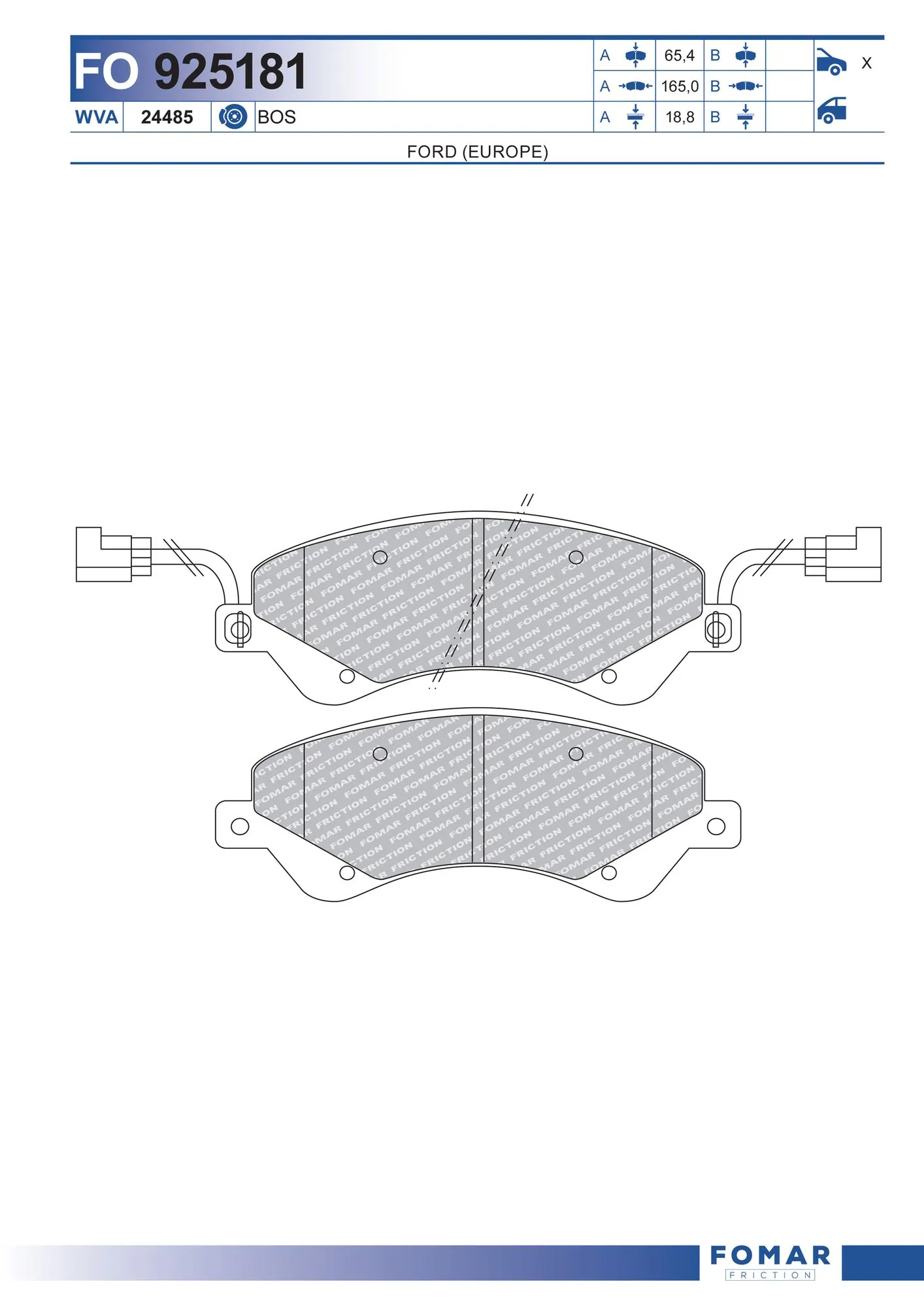 Pastillas delanteras para Ford Transit VI V347/8