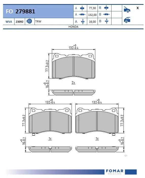 Pastillas de freno 581012MA10 Hyundai/Kia