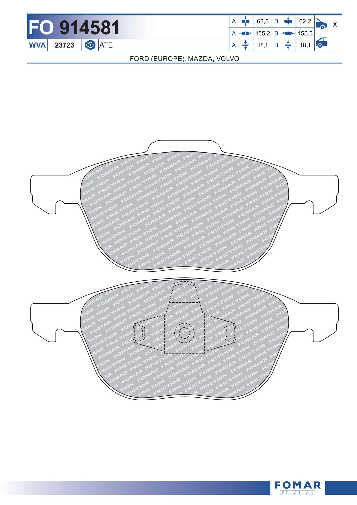 Pastillas freno delanteras Ford C-Max Grand monovolumen (CB7) (2010 - 2019) precio, desde 34,44 EUR
