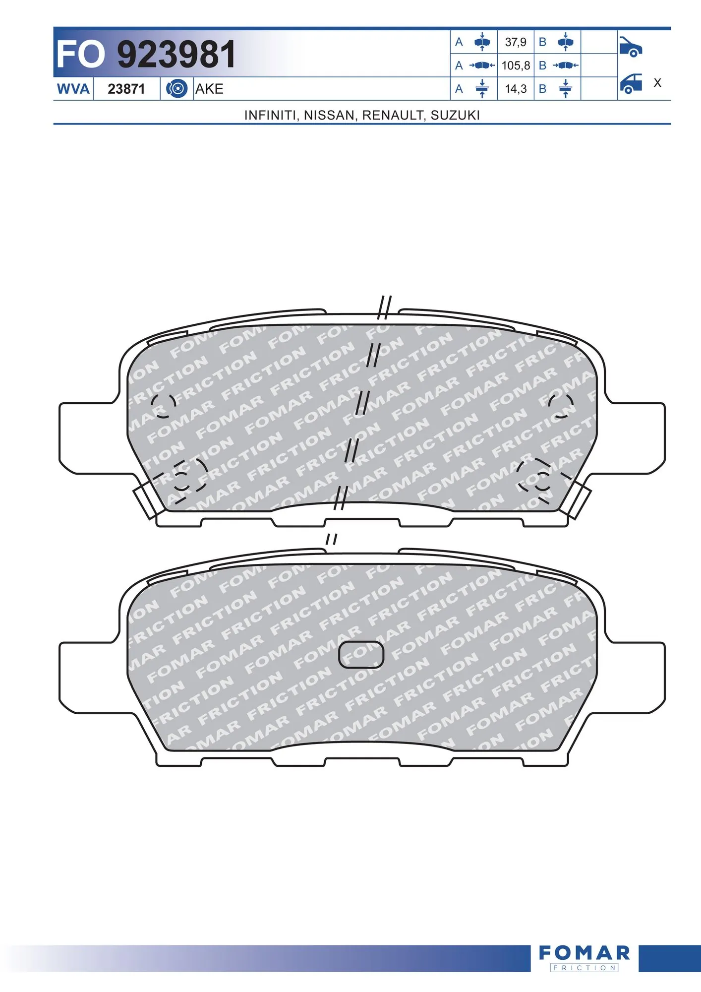 440605435R Renault (RVI) Pastillas freno traseras