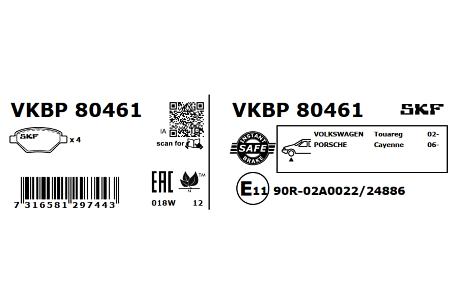 Pastillas de freno VKBP80461 SKF