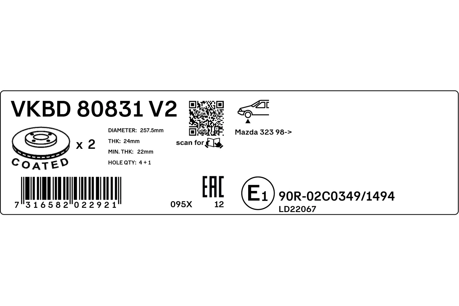 VKBD80831V2 SKF Discos