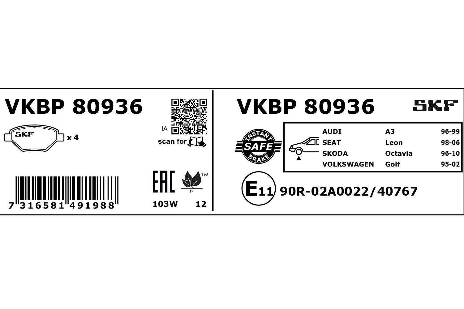 VKBP80936 SKF