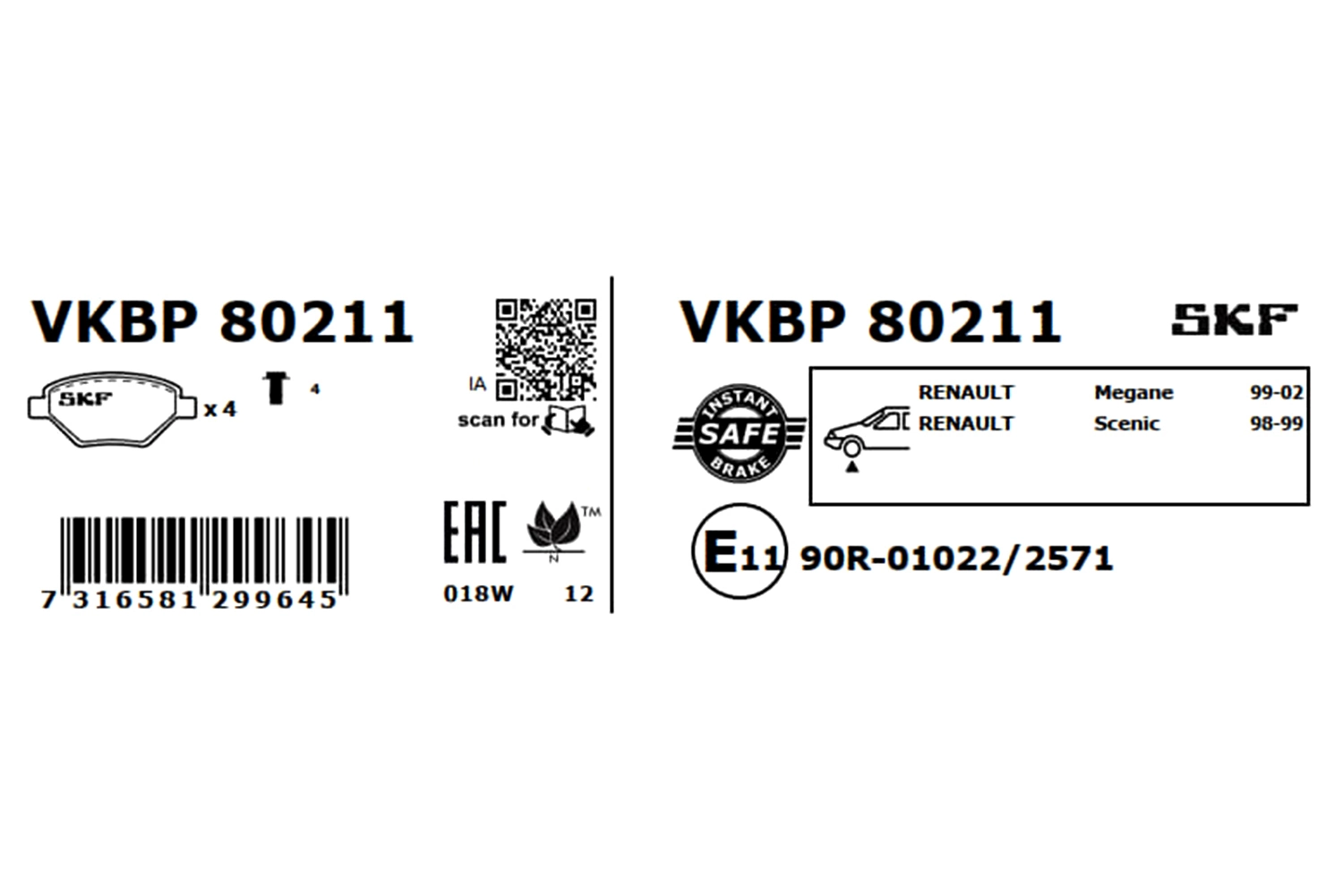 Pastillas de freno delanteras SKF VKBP80211