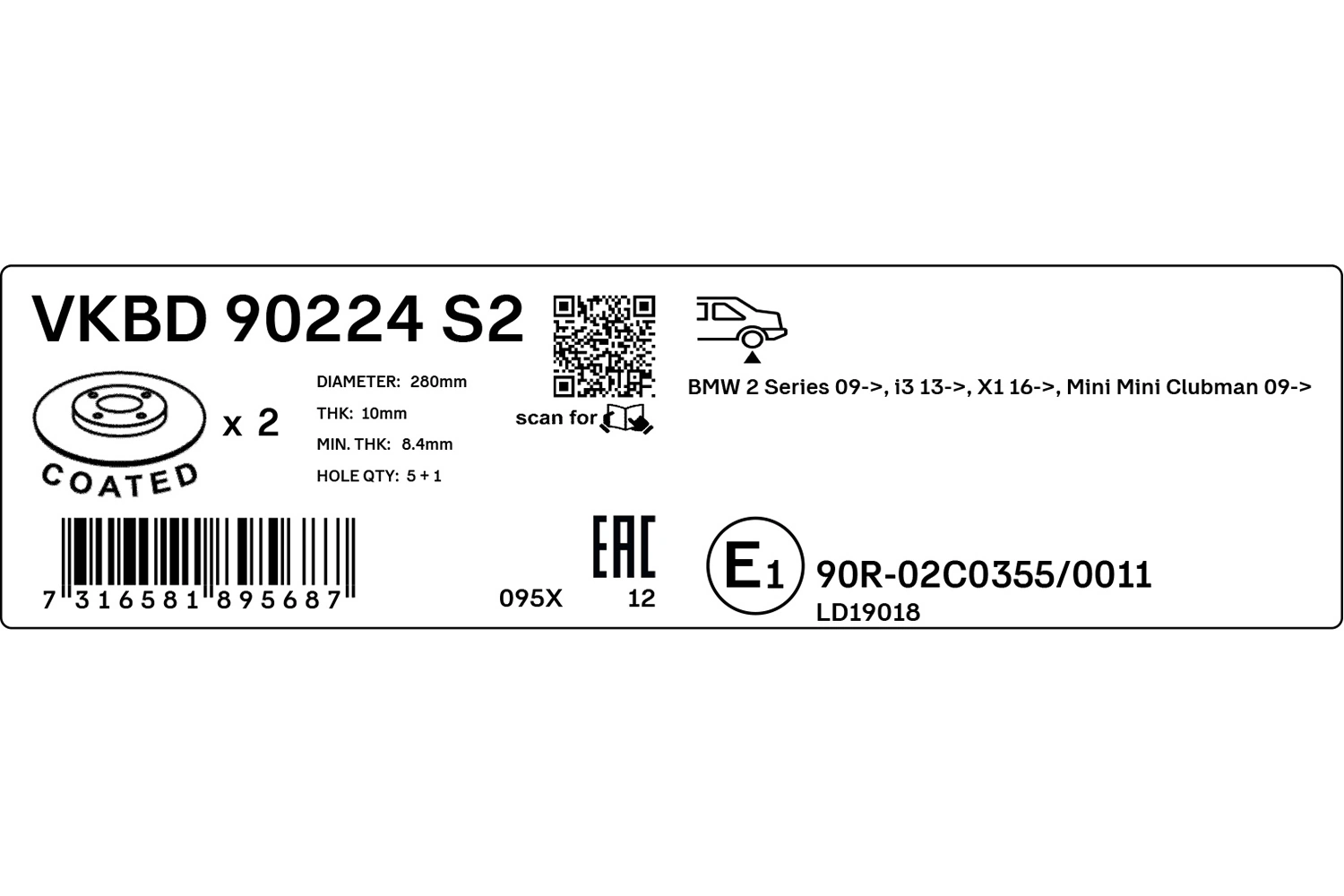 VKBD90224S2 SKF Freno de disco trasero