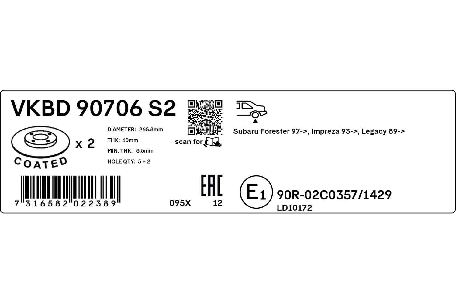 VKBD90706S2 SKF Freno de disco trasero