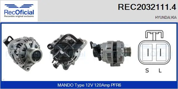 Alternador de coche KIA Cerato  (2004-2008)
