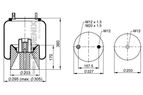 Bolsa neumática del eje RML75268CP10 Blacktech