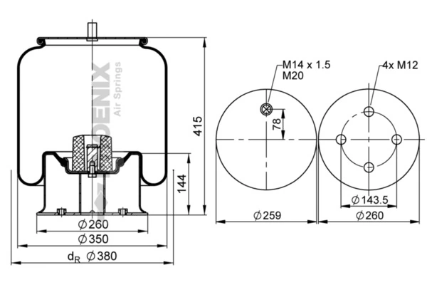 Bolsa de aire del eje trasero RML70081C Blacktech
