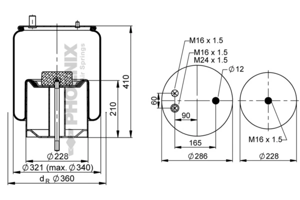 RML75023 Blacktech Bolsa de aire del eje trasero