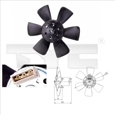 Ventilador (rodete +motor) refrigeración del motor con electromotor completo  Volkswagen Jetta II (19E, 1G2, 165, 167)