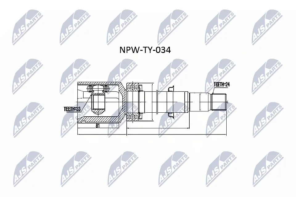 NPWTY034 NTY Junta homocinética interna delantera derecha