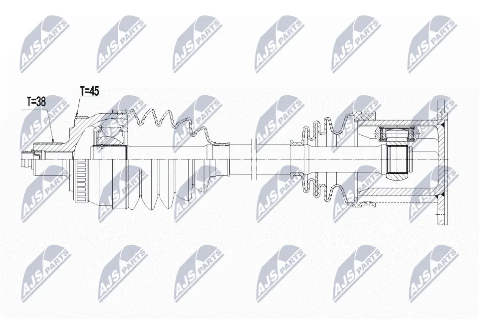 Semieje delantero izquierdo 302004190443 Magneti Marelli