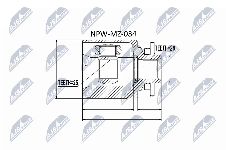 NPWMZ034 NTY Junta homocinética interna delantera izquierda