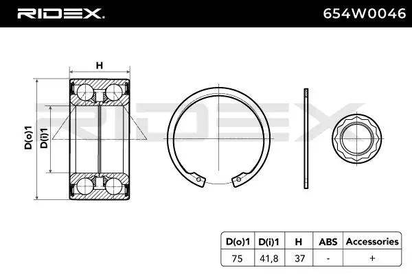654W0046 Ridex Rodamiento de rueda trasera