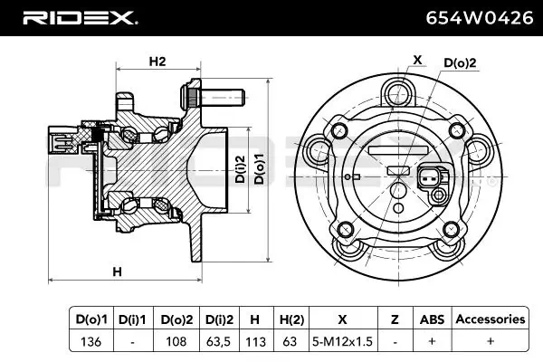 Comprar 654W0426 Ridex Cubo de rueda, Eje trasero